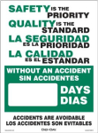 Accuform SBSCN415 14" x 10" Bilingual Mini Digi-Day Magnetic Faces: Safety Is the Priority Quality Is The Standard - Without An Accident _ Days - Accidents Are Avoidable, Bilingual - Spanish/English (0)