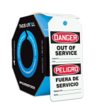 Accuform SBTAR118 OSHA Danger Tags By-The-Roll: Out Of Service, Bilingual - Spanish/English, 100 PER ROLL (0)