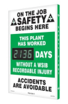 Accuform SCK136 28" x 20" Digi-Day Electronic Safety Scoreboards: This Plant Has Worked _Days Without a WSIB Recordable Injury, Aluminum Face (0)