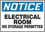 Accuform SHMELC808VA 14" x 20" OSHA Notice Electrical Safety Sign: Electrical Room - No Storage Permitted (1)