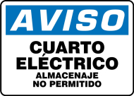 Accuform SHMELC808XT 14" x 20" OSHA Notice Electrical Safety Sign: Electrical Room - No Storage Permitted (0)