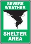 Accuform SHMFEX524VS 14" x 10" Severe Weather Safety Sign: Severe Weather - Shelter Area- Emergency Shelter Signs (1)