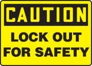 Accuform SHMLKT629VS 14" x 20" OSHA Caution Lockout/Tagout Sign: Lock Out for Safety (1)