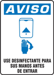 Accuform SHMRST830VA 10" x 7" OSHA Notice Safety Sign: Use Hand Sanitizer Before Entering (0)