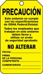 Accuform SHTSS102CTP Scaffold Status Safety Tag: Caution- This Scaffold Does Not Meet Federal/State OSHA Specifications (0)