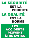 Accuform SP124517FR 22" x 17" Bilingual Safety Poster: Safety Is The Priority - Quality Is The Standard (0)