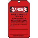 Accuform TAB110PTP 5-3/4" x 3-1/4" OSHA Danger Barricade Status Tag: Barricade Tag (1)