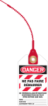 Accuform TAK634 5-3/4" x 3-1/4" with 8" strap French Loop 'n Lock OSHA Danger Safety Tag: Ne Pas Faire Dèmarrer (0)