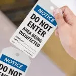 Accuform TAR284 OSHA Notice Tags By-The-Roll: Do Not Enter Area Being Disinfected (2)