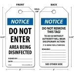 Accuform TAR284 OSHA Notice Tags By-The-Roll: Do Not Enter Area Being Disinfected (4)