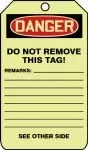 Accuform TAW114 5" x 3" Glow OSHA Danger Safety Tag: Do Not Enter (1)