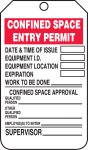 Accuform TCS323PTM Confined Space Status Safety Tag: Confined Space Entry Permit (0)