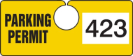 Accuform TNT423YLJ 2" x 4-3/4" Horizontal Hanging Parking Tag: Parking Permit with Unique Number Yellow Series 800-899 (0)