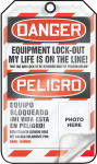 Accuform TSP107LPP Bilingual OSHA Danger Lockout Tag: Equipment Lock-Out - My Life Is On The Line! (0)