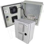 Altelix NFC121006VFA1-85 NFC Series 12x10x6 Vented Fiberglass Weatherproof NEMA Enclosure with 120 VAC Outlets & 85F Turn-On Cooling Fan (1)