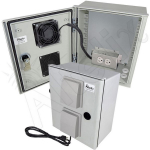 Altelix NFC121006VFA1C-85 NFC Series 12x10x6 Vented Fiberglass Weatherproof NEMA Enclosure with 120 VAC Outlets Power Cord & 85F Turn-On Cooling Fan (1)