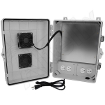 Altelix NP141107VPFA1R4C 14x11x7 Polycarbonate + ABS Vented Enclosure with Aluminum Mounting Plate Cooling Fan & 4 120 VAC Outlets & Power Cord (1)