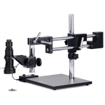 AmScope H800-DAB-96S-AF2 H800 Series Zoom Inspection Monocular Stereo Microscope 0.7X-5X on Double-Arm Boom-Stand w/ LED Ring Light and 1080P 2MP HDMI Auto-focus Camera (0)
