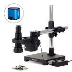 AmScope H800-SAB-96S-HD2 H800 Series Zoom Inspection Monocular Stereo Microscope 0.7X-5X on Single-Arm Boom-Stand w/ LED Ring Light and 1080P HDMI C-mount Camera (2)