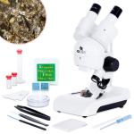 AmScope KVB-GEO-122-DIS Kid's Natural Geode Discoverer Series Set Deluxe All-In-One Stereo Microscope, Ultimate Natural Geode Exploration Set and more (6)