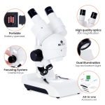 AmScope KVB-GEM-122-EXP Kid's Natural Gemstone Explorer Series Set Deluxe All-In-One Stereo Microscope, Ultimate Natural Gemstone Activity Set (1)