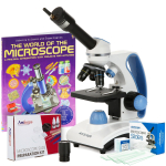 AmScope M162C-2L-WM-SP14-50P100S-WF Monocular Compound Microscope 40X-1000X, Portable + Dual Illumination LED + Wi-Fi 2.0MP Camera + Slides (0)