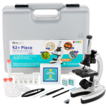 AmScope M30-ABS-KT2-W-TKVB1 IQCrew AMSCOPE-KIDS - White Metal Arm Starter Kids Compound Microscope Kit and Compact Refractor Telescope w/ Tripod (1)