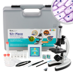 AmScope M30-ABS-KT2-W-EXCL1-C IQCrew M30 Series 52-pcs STEM Microscope Kit for Kids 120X-1200X w/ Metal Body, Plastic Slides, LED Light, Box and Cards (0)