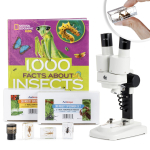 AmScope SE102Z-BKI-INST23-E SE102 Series Portable Stereo Microscope 20X-50X Magnification w/ Deluxe 6pc 3D Insect Specimen Kits, Nat Geo Insect Book and Optional Digital Camera (1)