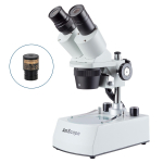 AmScope SE306R-PZ-LED-E5 SE306 Series Compact Multi-Lens Binocular Stereo Microscope 20X-80X w/ 5MP Digital Eyepiece Camera, Angled Head, Metal Track Stand, Top and Bottom LED Lighting (1)