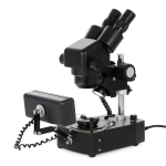 AmScope SH-2B-SL-DK SH-2 Series Jewelry Gem Binocular Stereo Microscope 10X-40X Magnification on Pillar Stand w/ Three Lights (0)