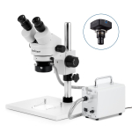 AmScope SM-1BY-30WR-3M3 SM-1 Series Zoom Binocular Stereo Microscope 7X-90X w/ 30W LED Fiber Optic Ring Light and 3MP USB 3.0 C-mount Camera on Pillar-stand w/ Large Base (3)