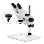 AmScope SM-1BX-144S-3M SM-1 Series Zoom Binocular Stereo Microscope 3.5X-45X w/ 144 LED Compact Ring Light and 3MP USB 2.0 C-mount Camera on Pillar-stand w/ Large Base (3)