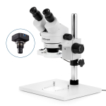 AmScope SM-1BY-FRL-9M SM-1 Series Zoom Binocular Stereo Microscope 7X-90X w/ 8W Fluorescent Ring Light and 9MP USB 2.0 C-mount Camera on Pillar-stand w/ Large Base (3)