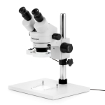 AmScope SM-1BY-FRL-9M SM-1 Series Zoom Binocular Stereo Microscope 7X-90X w/ 8W Fluorescent Ring Light and 9MP USB 2.0 C-mount Camera on Pillar-stand w/ Large Base (0)