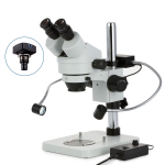 AmScope SM-1BS-8W 7X-45X Binocular Inspection and Dissecting Zoom Stereo Microscope w/8W LED Dual Gooseneck Illuminator on Compact Pillar Stand (1)