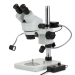 AmScope SM-1BS-8W 7X-45X Binocular Inspection and Dissecting Zoom Stereo Microscope w/8W LED Dual Gooseneck Illuminator on Compact Pillar Stand (0)