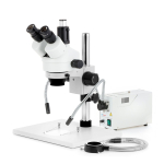 AmScope SM-1TX-FODR-5M3 SM-1 Series Zoom Trinocular Stereo Microscope 3.5X-45X w/ 150W Halogen Dual Gooseneck & Ring Lights and 5MP USB 3.0 C-mount Camera on Pillar Stand w/ Extra Large Base Plate (0)