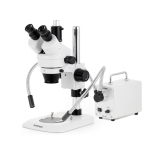 AmScope SM-1TNYY-30WY-HD22 SM-1 Series Industrial Inspection Zoom Trinocular Stereo Microscope 7X-135X w/ 30W LED Double Gooseneck Fiber Optic Lights and 2MP HDMI CMOS C-Mount Camera on Pillar Stand w/ Small Base (1)