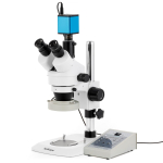 AmScope SM-1TNYY-80AM-AF25 SM-1 Series Industrial Inspection Zoom Trinocular Stereo Microscope 7X-135X w/ 80 LED Direction Variable Ring Light and 1080P 5MP HDMI Auto-focus Camera on Pillar Stand w/ Small Base (0)