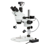 AmScope SM-1TN-8W 7X-45X Trinocular Industrial Inspection Zoom Stereo Microscope w/8W LED Dual Gooseneck Illuminator on Pillar Stand w/ Small Base (1)