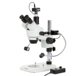 AmScope SM-1TN-8W 7X-45X Trinocular Industrial Inspection Zoom Stereo Microscope w/8W LED Dual Gooseneck Illuminator on Pillar Stand w/ Small Base (3)