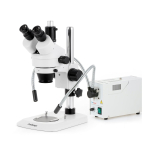 AmScope SM-1TNYY-FOD-HD25 SM-1 Series Industrial Inspection Zoom Trinocular Stereo Microscope 7X-135X w/ 150W Halogen Dual Gooseneck Lights and 5MP HDMI CMOS C-Mount Camera on Pillar Stand w/ Small Base (1)