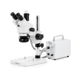 AmScope SM-1TS-30WR-HD2GS SM-1 Series Zoom Trinocular Stereo Microscope 7X-45X w/ 30W LED Fiber Optic Ring Light and 2MP HDMI Global Shutter CMOS C-Mount Camera on Pillar Stand (1)