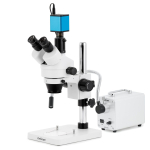 AmScope SM-1TSYY-30WS-AF1 SM-1 Series Zoom Trinocular Stereo Microscope 7X-135X w/ 30W LED Fiber Optic Single Gooseneck Light and 1080P HDMI Auto-focus Camera on Pillar Stand (0)
