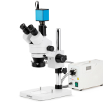 AmScope SM-1TSZZ-FOR-AF1 SM-1 Series Zoom Trinocular Stereo Microscope 3.5X-180X Magnification w/ 150W Halogen Ring Light and 1080P HDMI Auto-focus Camera on Pillar Stand (0)