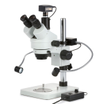 AmScope SM-1TS-8W 7X-45X Trinocular Stereo Zoom Microscope w/8W LED Dual Gooseneck Illuminator on Pillar Stand (2)