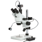 AmScope SM-1TS-8W 7X-45X Trinocular Stereo Zoom Microscope w/8W LED Dual Gooseneck Illuminator on Pillar Stand (1)