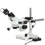 AmScope SM-3B-8W 7X-45X Binocular Stereo Zoom Microscope w/8W LED Dual Gooseneck Illuminator on Single Arm Boom Stand (1)