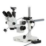 AmScope SM-3NTP-8W 7X-45X Trinocular Simul-Focal Lockable Stereo Zoom Microscope w/8W LED Dual Gooseneck Illuminator on Single Arm Boom Stand (2)